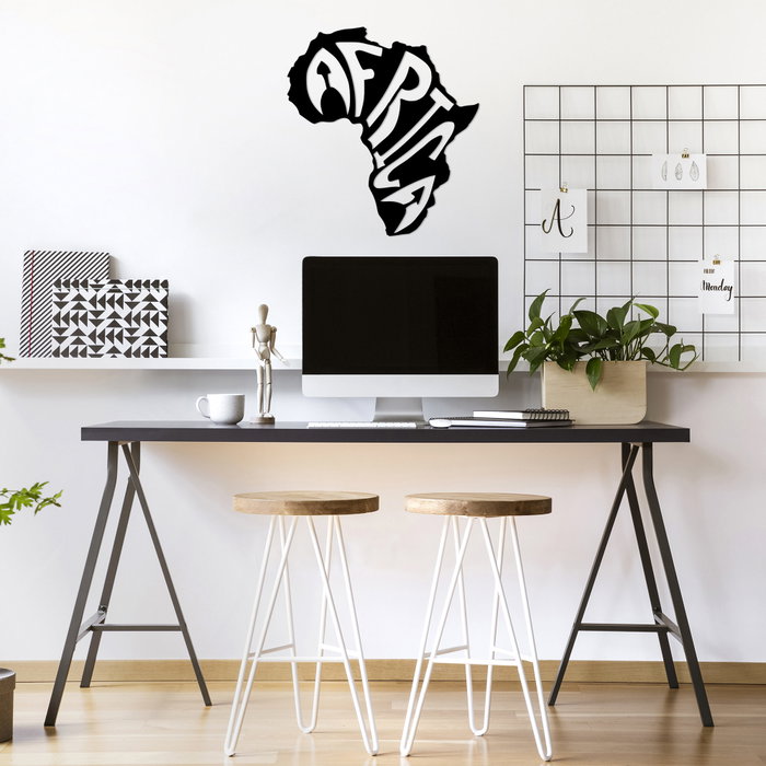 Wallity Africa - 435 Escultura de Pared de Metal Negra